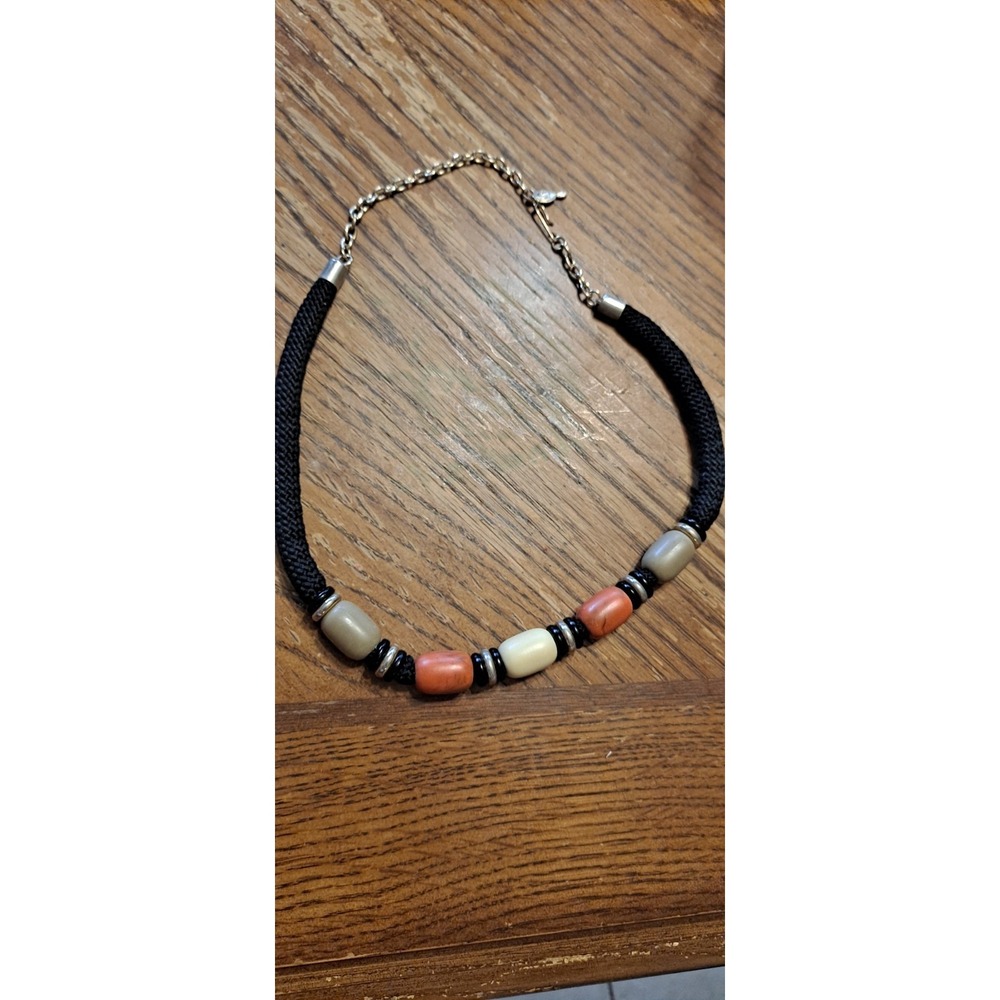 Vintage 1977 Sarah Coventry On The Move Black Rope Bead Necklace